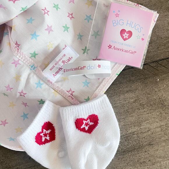 American Girl Doll Doctor Hospital Gown Card Socks Wrist Band Get Well Set - Picture 4 of 9